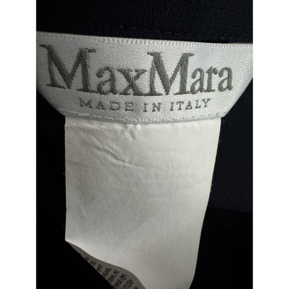 Max Mara Pants Womens 6 Navy Pleated Tapered Leg Side Zip Slacks Made in Italy - Picture 5 of 12